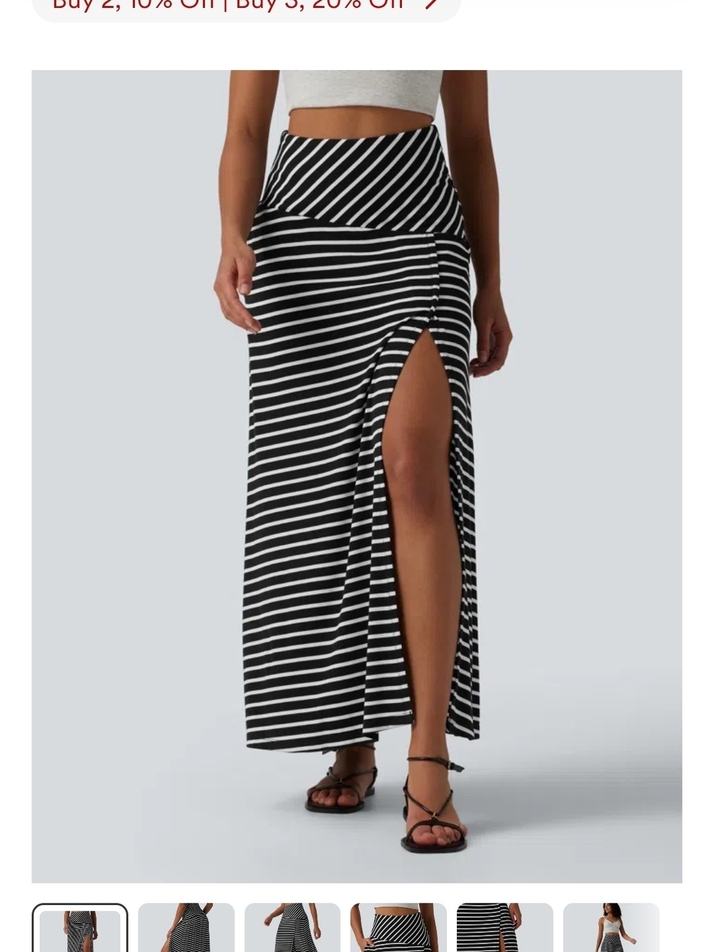 Halara Striped Black and White Maxi Skirt with Side Slit